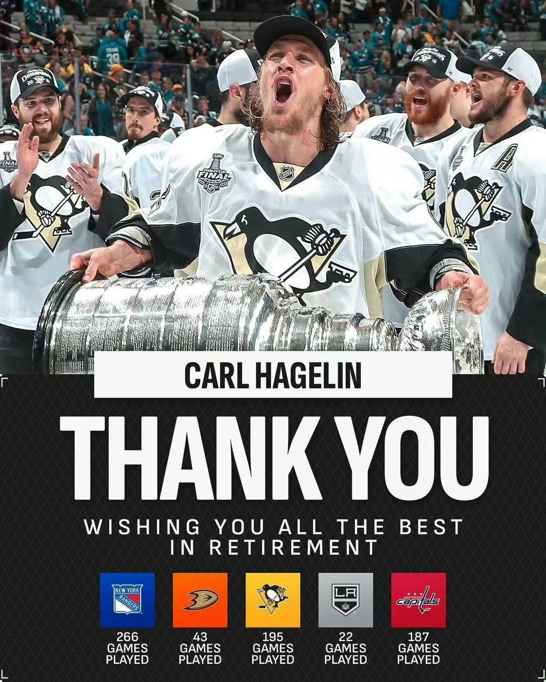 Carl Hagelin, posljednje poglavlje 12 godina hokejaškog putovanja, Stanleyjev kup svjedoči legendi